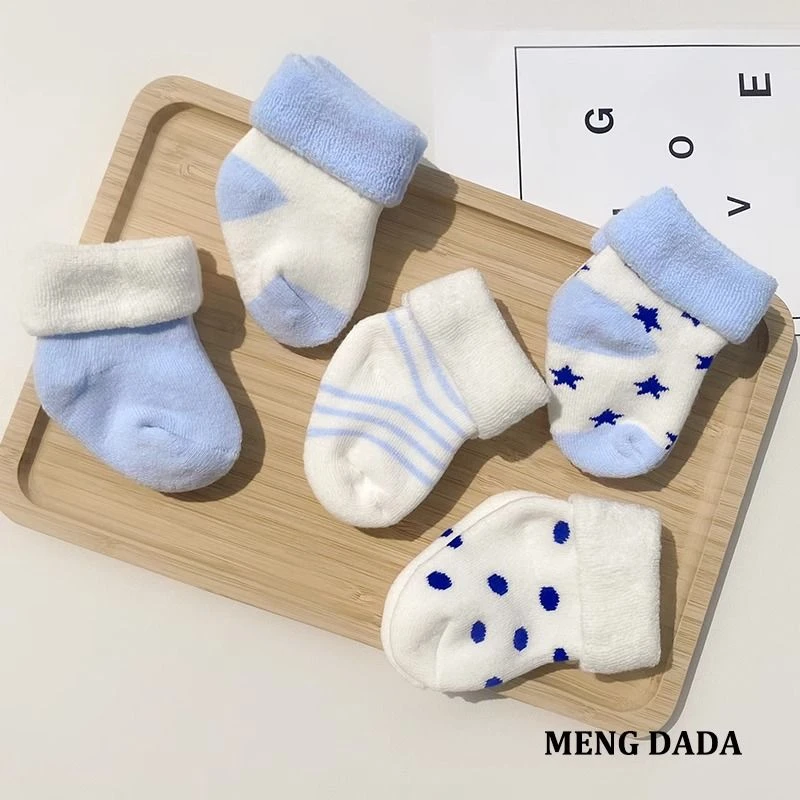 宝宝袜子秋冬纯棉a类加厚新生婴儿袜子0到3月初生幼儿棉袜不勒脚