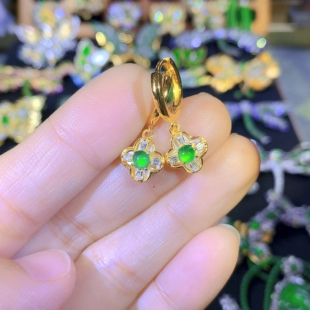 吊坠(不含链)银S925镶嵌翡翠