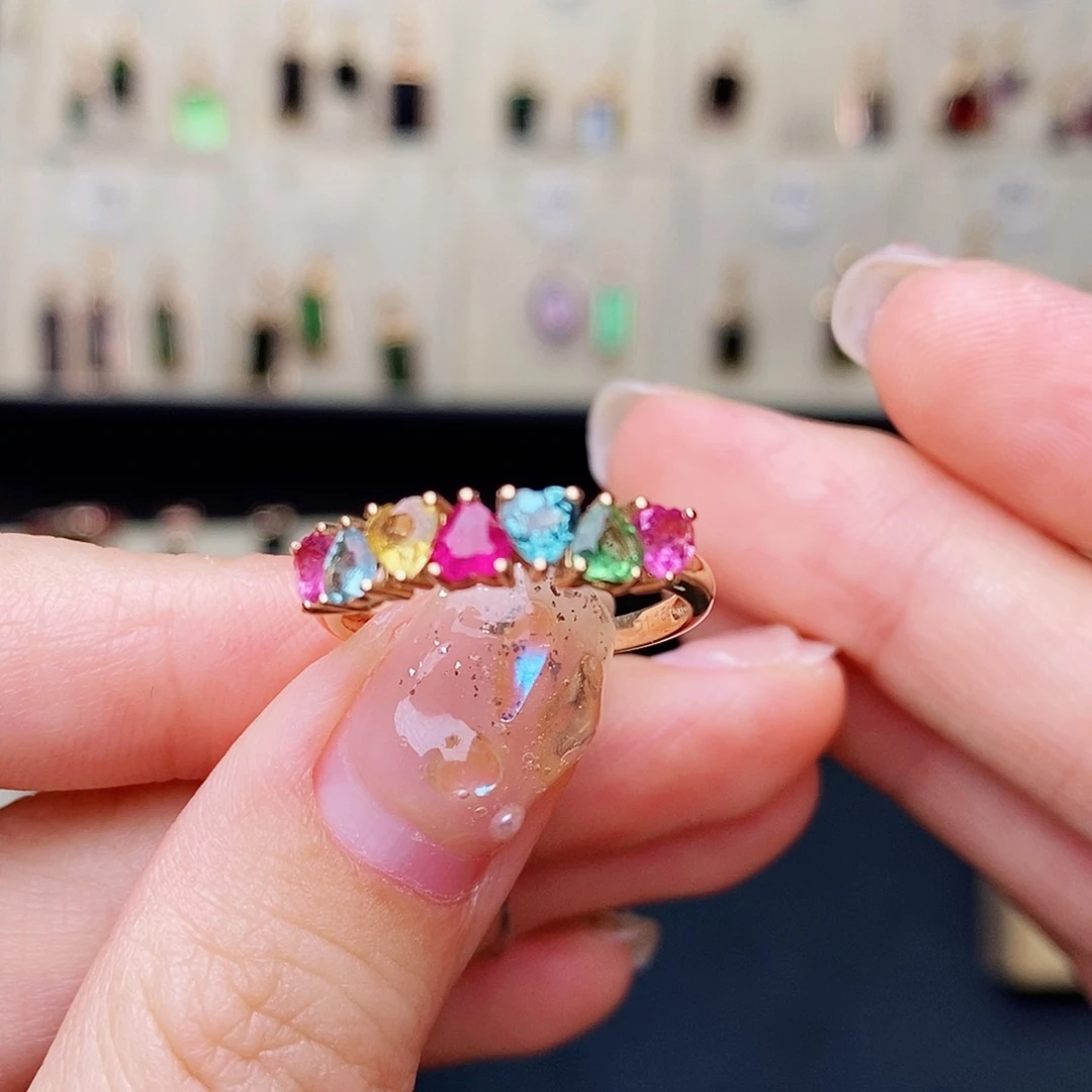 戒指碧玺18K金镶嵌碧玺