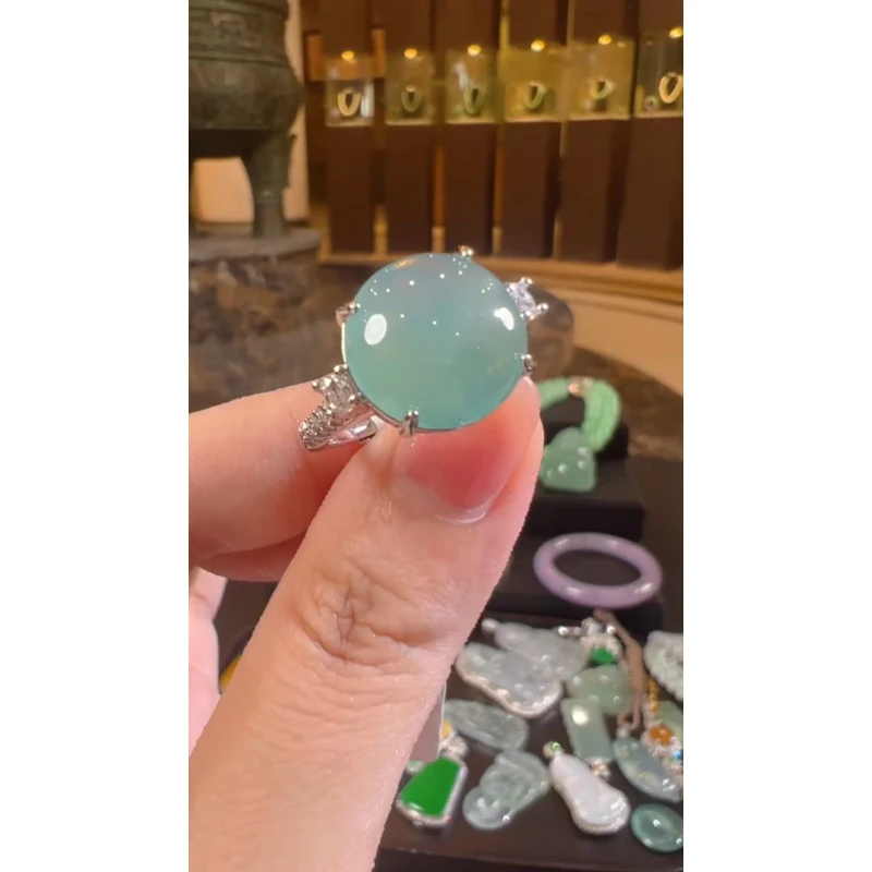 天然A货翡翠SW09蛋面戒指多样性发一
