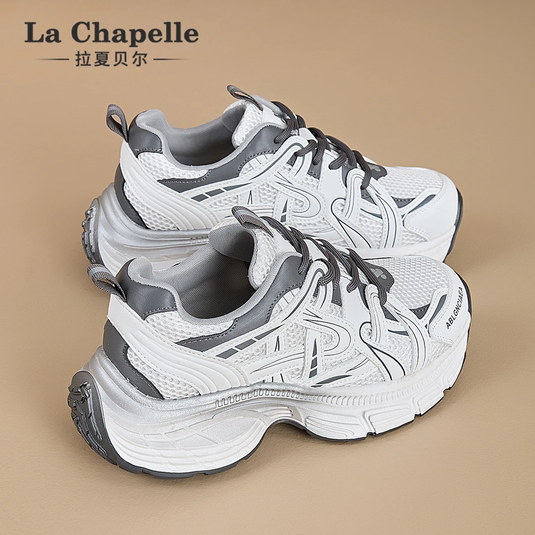 拉夏贝尔百搭透气老爹鞋秋季新款小个子增高厚底女鞋休闲运动鞋子