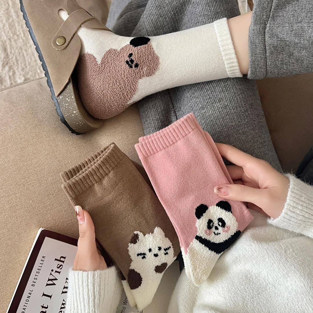 杭臻无骨袜子女中筒袜秋冬季棉袜日系可爱卡通2025新款堆堆袜长袜
