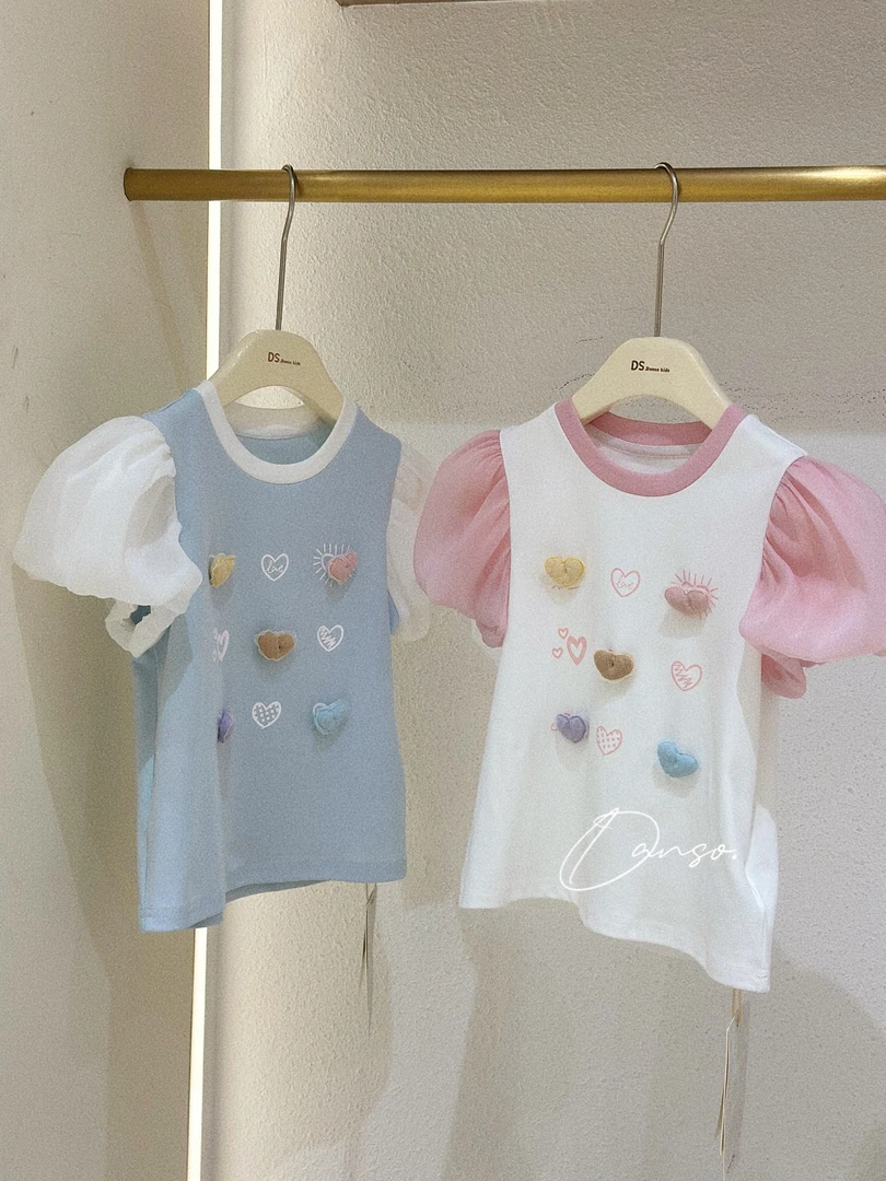 Danso女童夏季时髦短袖T恤夏款针织儿童圆领女宝