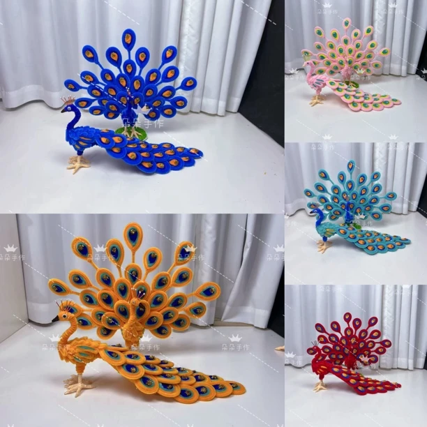 【孔雀成品】创意 DIY扭扭棒孔雀材料包手工制作家居摆件礼物