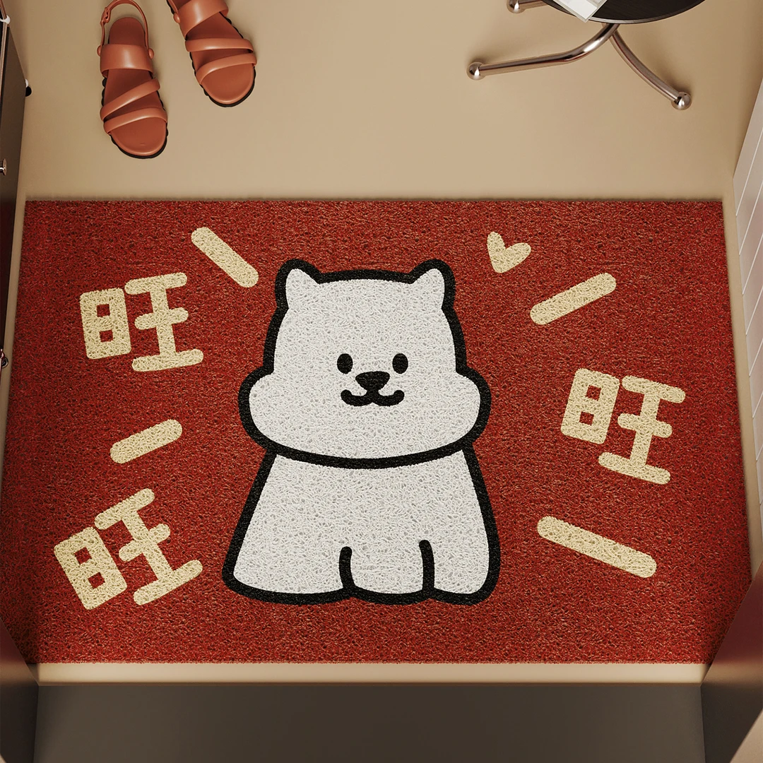 卡通丝圈入户门地垫红色大门口防滑脚垫耐脏除尘家用玄关地毯定制