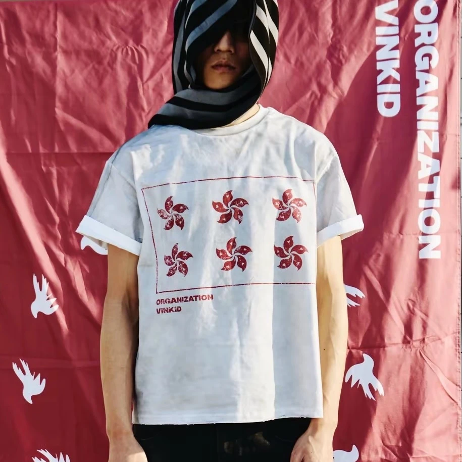 Vinkid（云梯）紫荆花短袖 美式潮流小众嘻哈国潮个性百搭T恤