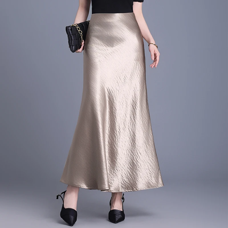 纯色修身高腰半身裙2025春季新款韩版时尚洋气减龄百搭气质鱼尾裙