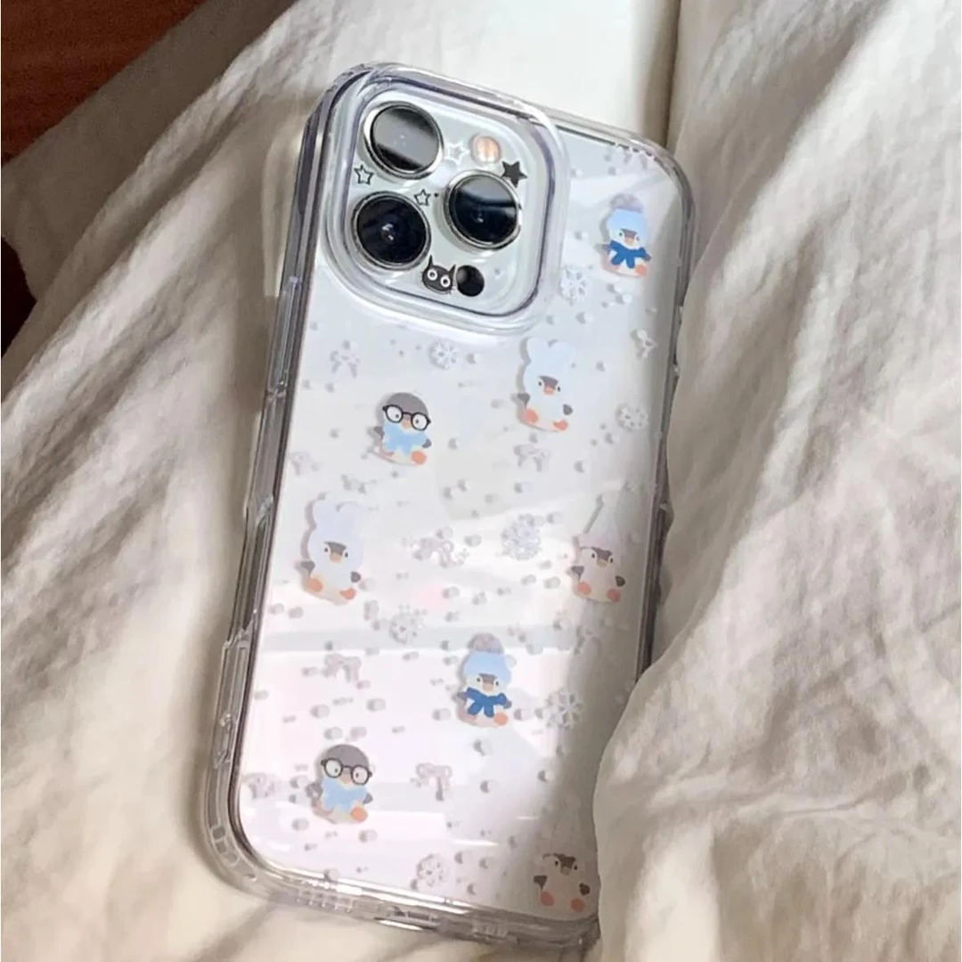 奥菲顿秋冬雪花小企鹅适用iPhone16苹果手机壳华为vivo小米oppo套