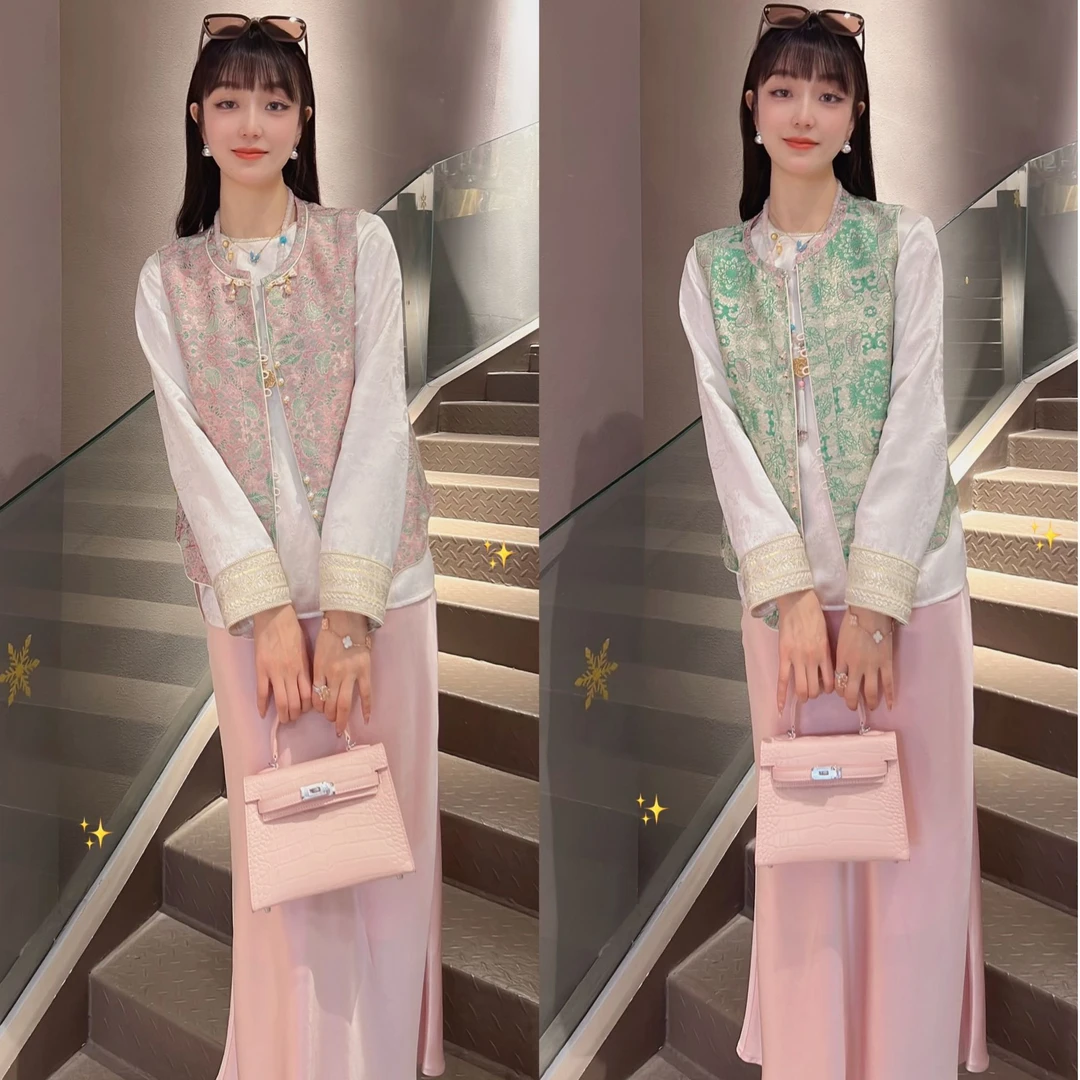 《ELFBOX》《彩鳞宝相花》时尚百搭显瘦日常中国风双面双穿马甲4001