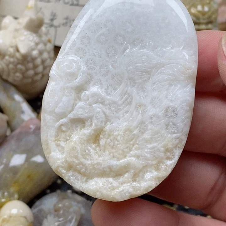颈饰未镶嵌硅化珊瑚（珊瑚玉）有瑕