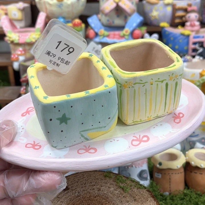 119方口花盆套装手绘