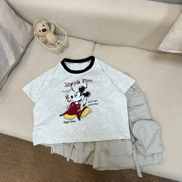 1360卡通印花男女童韩版宽松短袖T