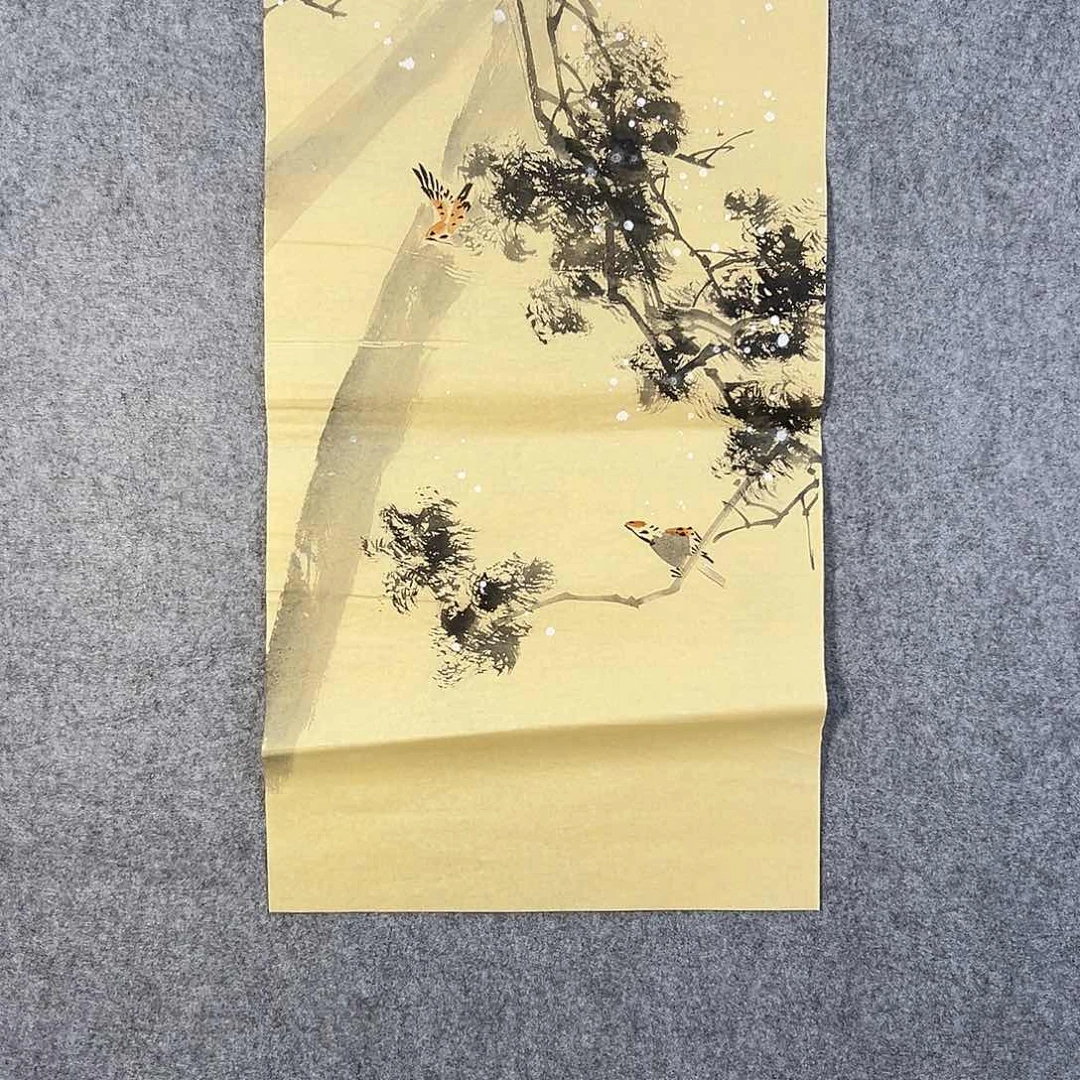 国画851 花鸟在树丛的顶端鸣叫叫声