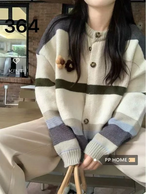 364针织开衫轻熟风女长袖春季网红百搭女装上衣设计师毛衫