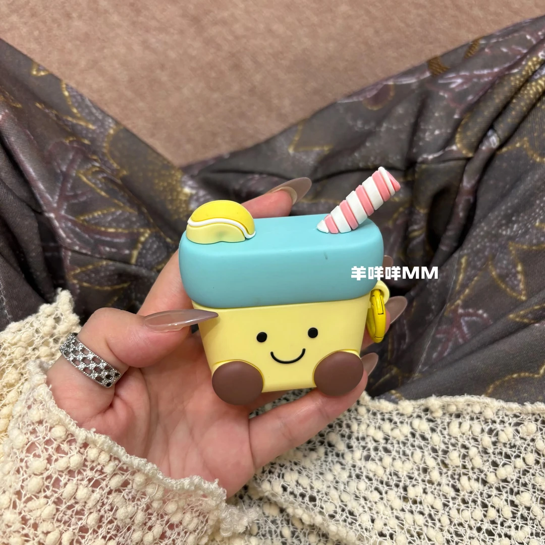 可爱卡通饮料杯AirPodsPro1/2苹果4代/3代蓝牙耳机套软硅胶不撞壳