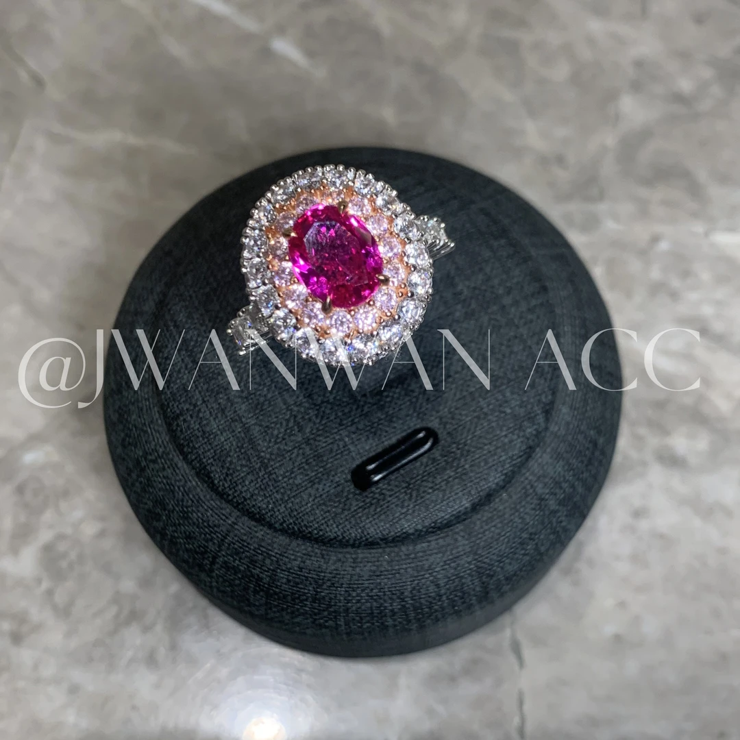 925银锆石戒指 巴黎风情.胭脂红宝闪钻银戒指