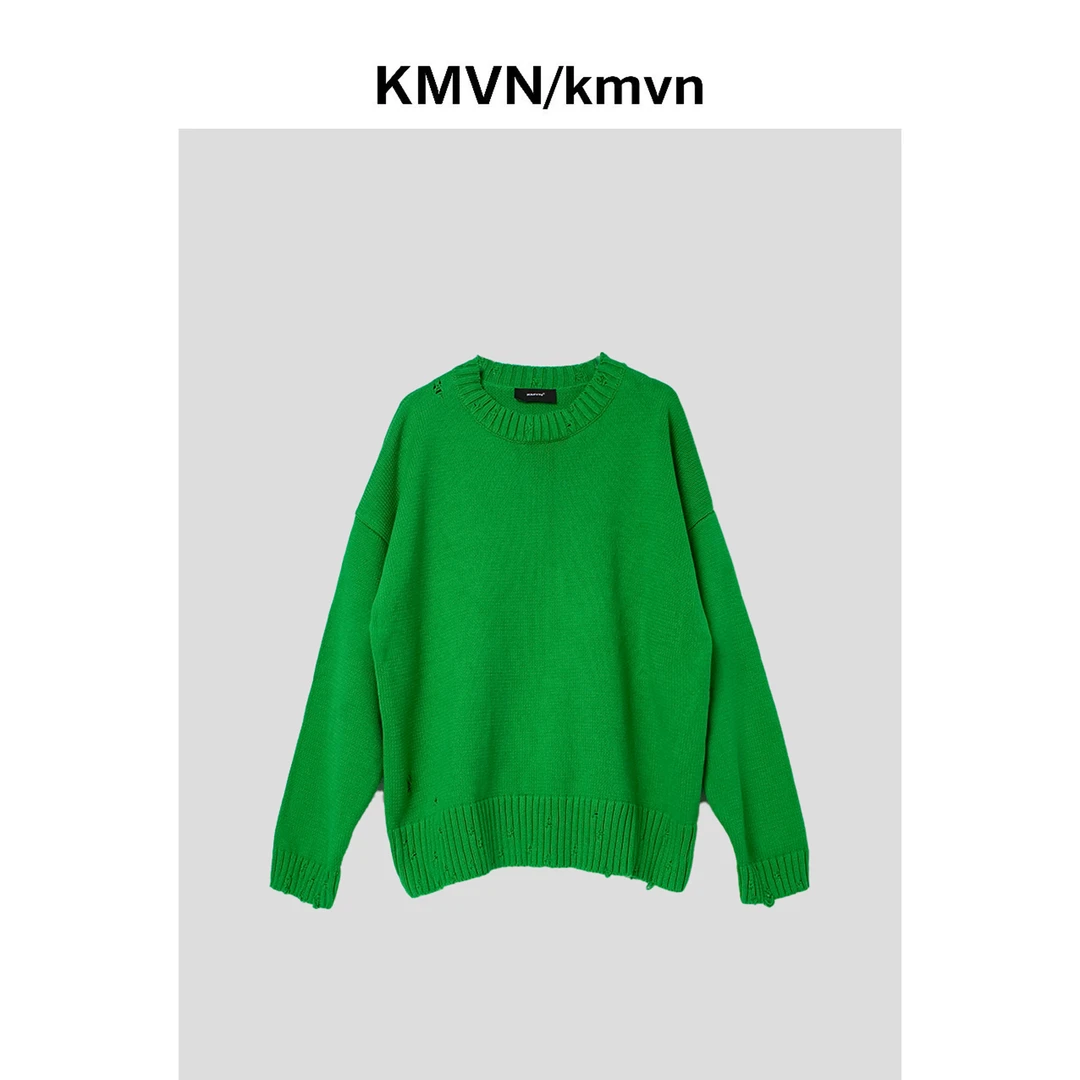 kmvn/kmvn【绿柠】圆领常规款宽松长袖毛衣轻奢