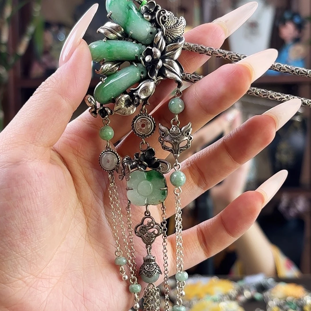 翡翠银S925镶嵌挂件