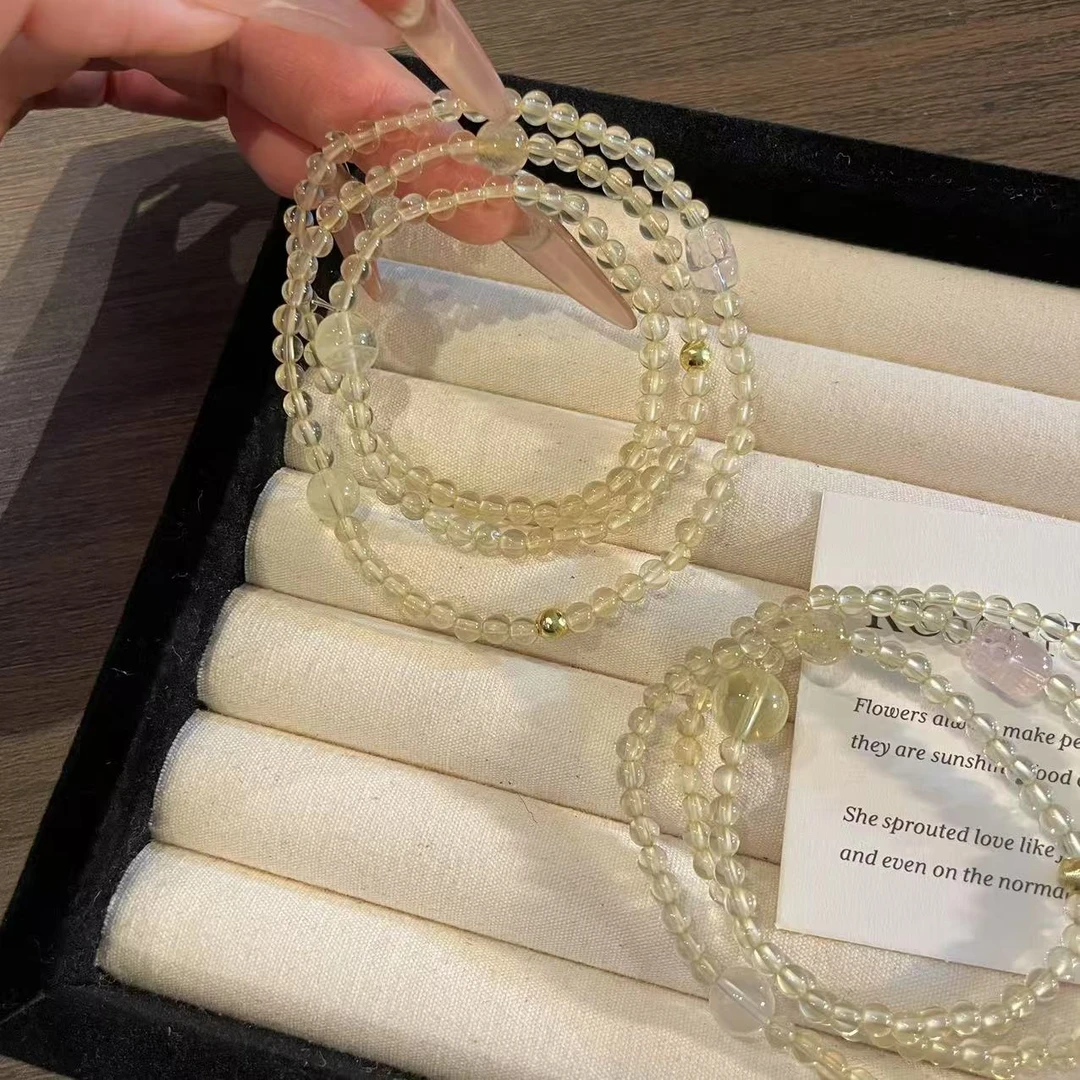 YIMI 天然水晶黄水晶三圈手链x1643（4毫米）