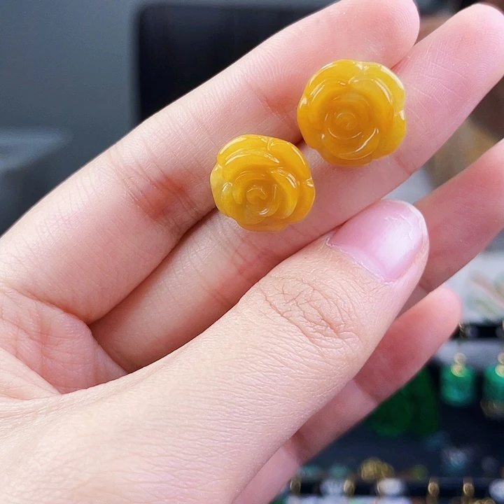 翡翠耳饰银S925镶嵌饰品