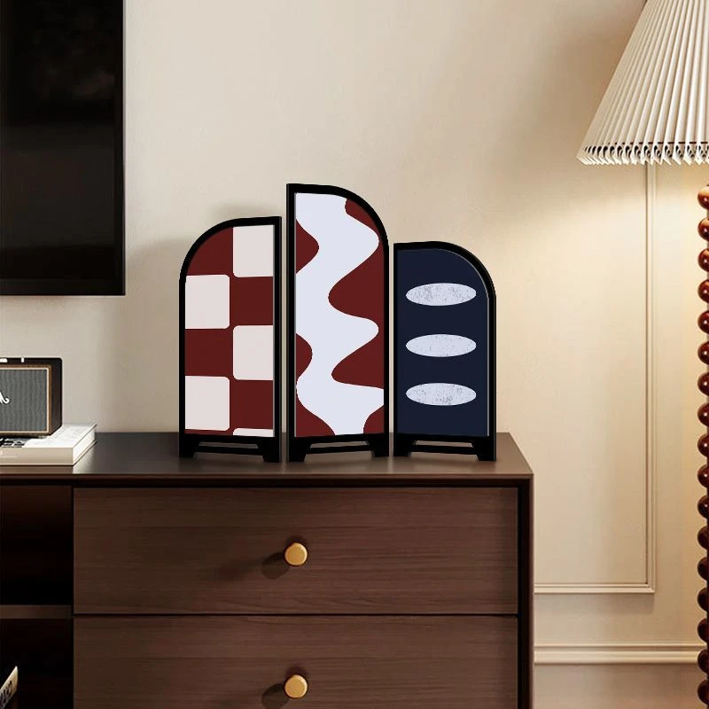 古风桌面法式屏风摆件装饰画入户客厅玄关餐边复古摆画电视柜餐厅