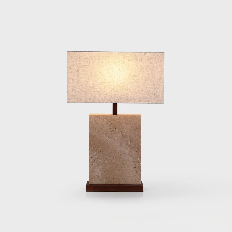 暖光黄洞石简约桌面台灯 新中式复古客厅床头