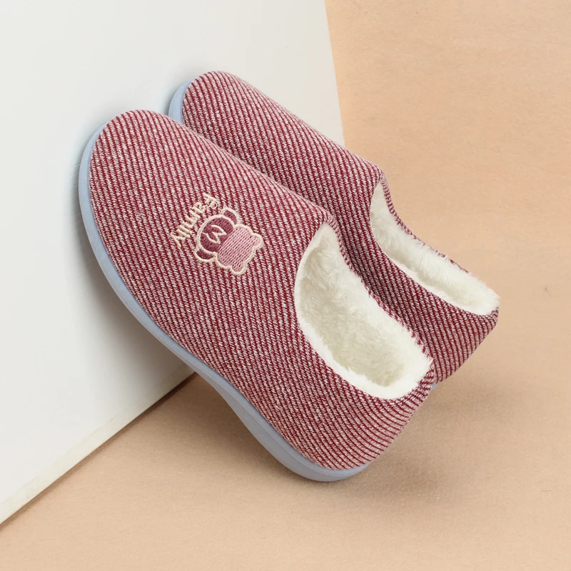 冬季新款防滑家居包跟棉拖鞋女居家保暖加绒室内妈妈棉鞋老人外穿