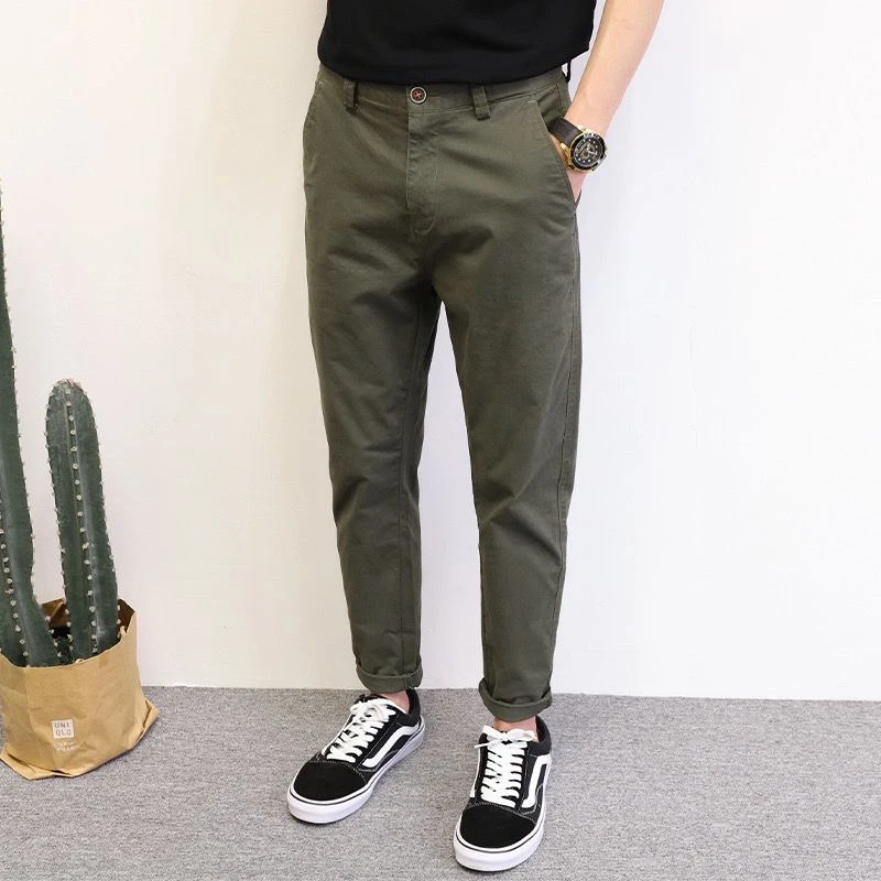 休闲裤男工装纯色百搭2025早春韩版棉质水洗裤子修身小脚弹性品质