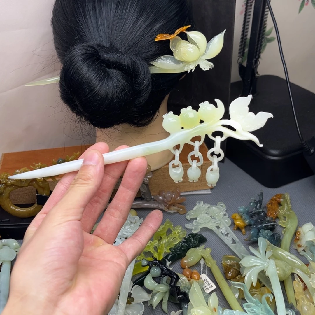 蛇纹石玉合金发饰