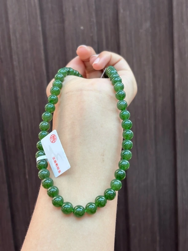 06016YX 和田碧玉项链8mm 多样性发其一