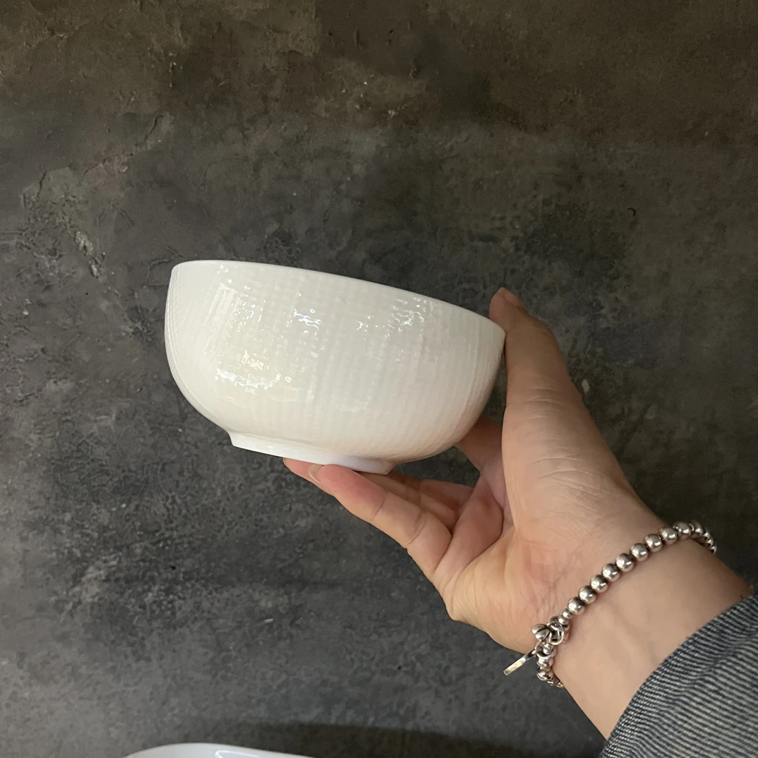 新款布纹款5英寸大号米饭碗乳白色福利（2装个）不含盘子杯子