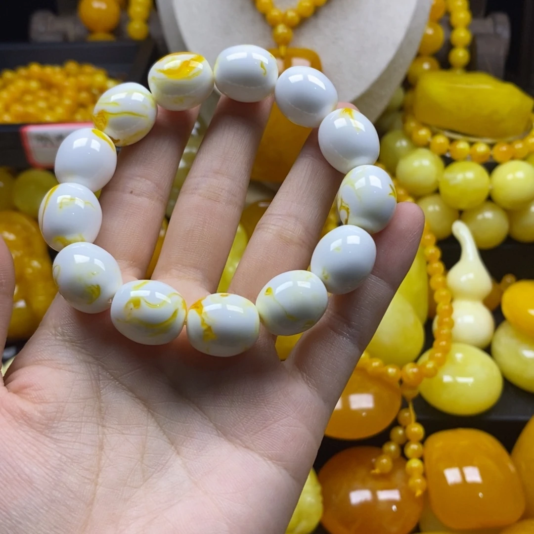 已***置非金属树脂精品瓷白栆珠手串14