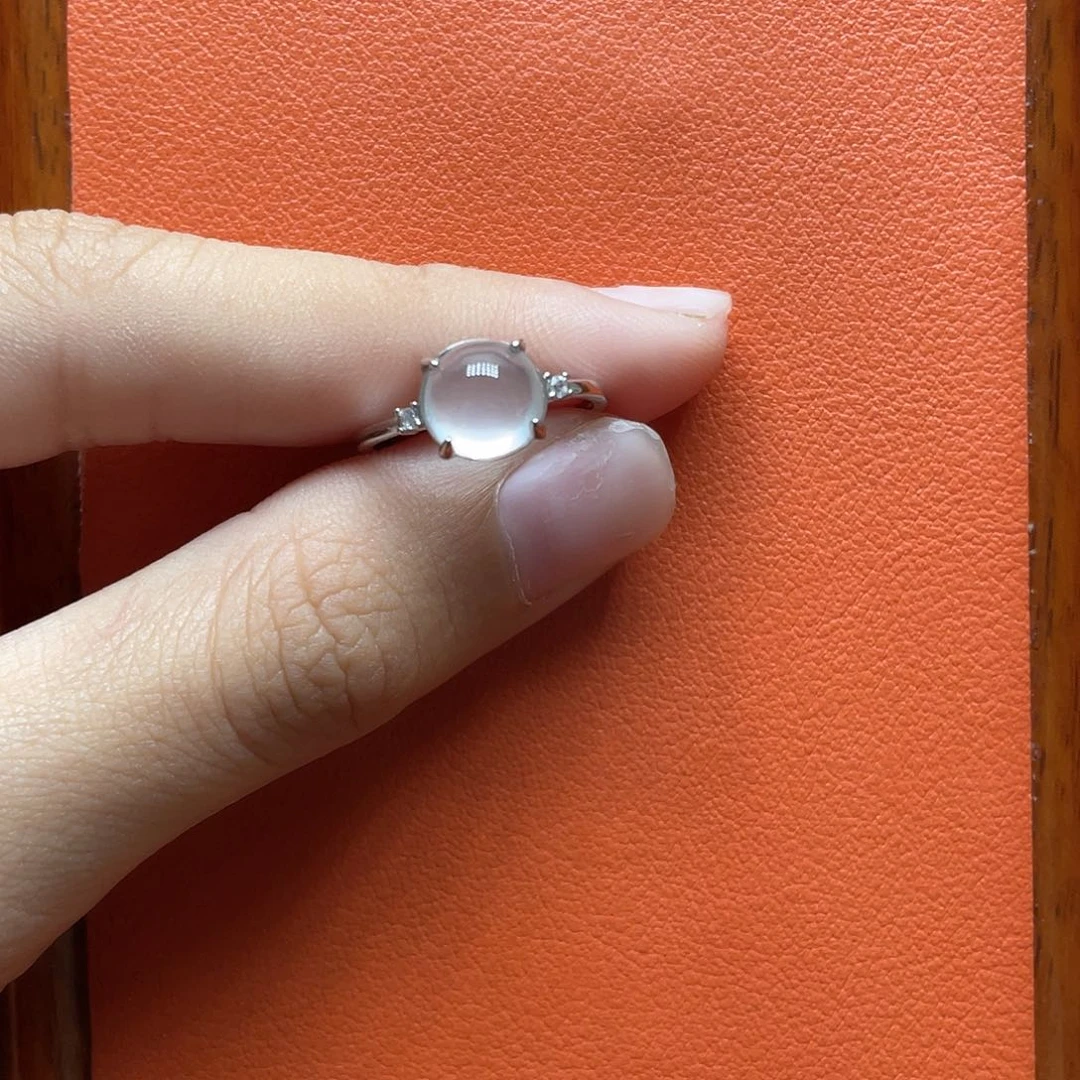 石英质玉戒指银S925镶嵌