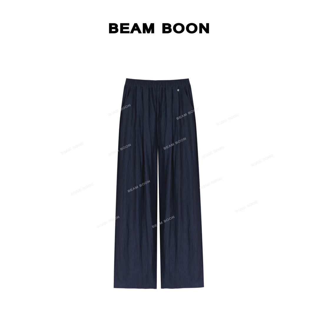 Beam Boon|【空气山本裤】微皱肌理立裁捏褶垂感亲肤山本宽松直筒裤