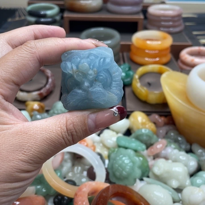 石英质玉手镯合金蓝**羽