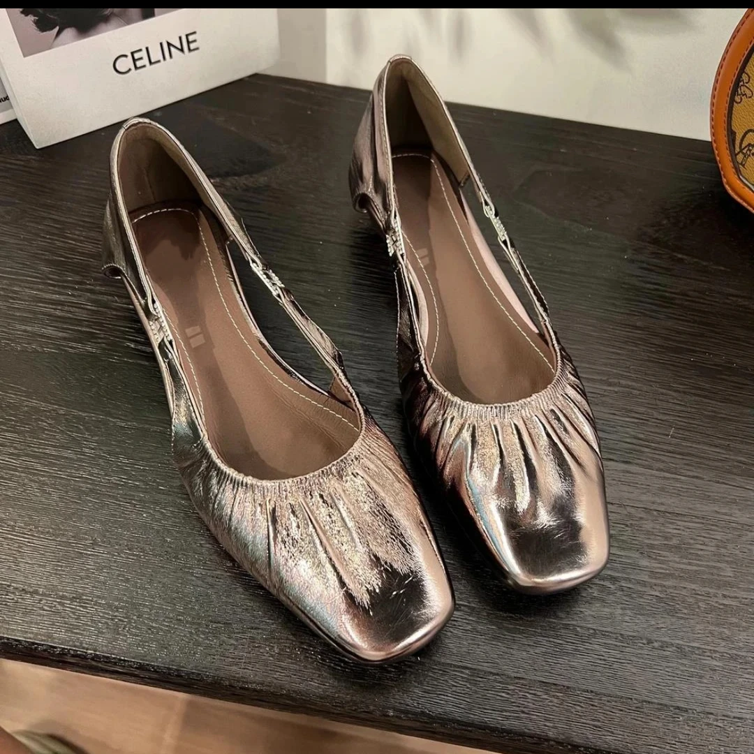 【成都●手工定制】M夏季软皮包头法式复古低跟百搭中空浅口单鞋