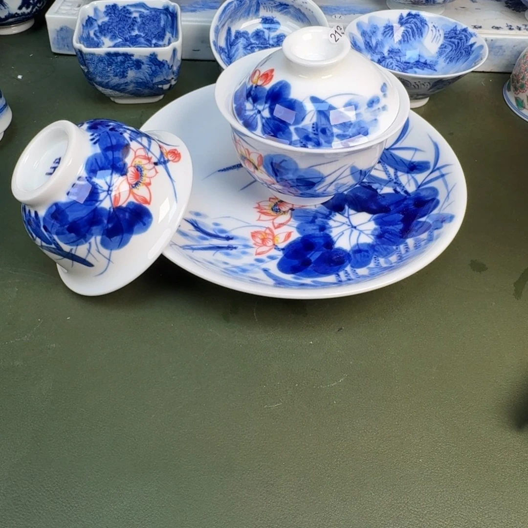 瓷景德镇纯手绘茶具圆圆221，222，223