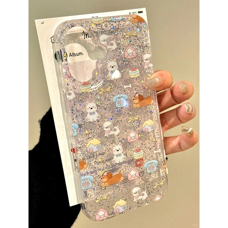 奥菲顿西高地房子适用iPhone16/15pro滴胶闪粉13手机壳14苹果12套