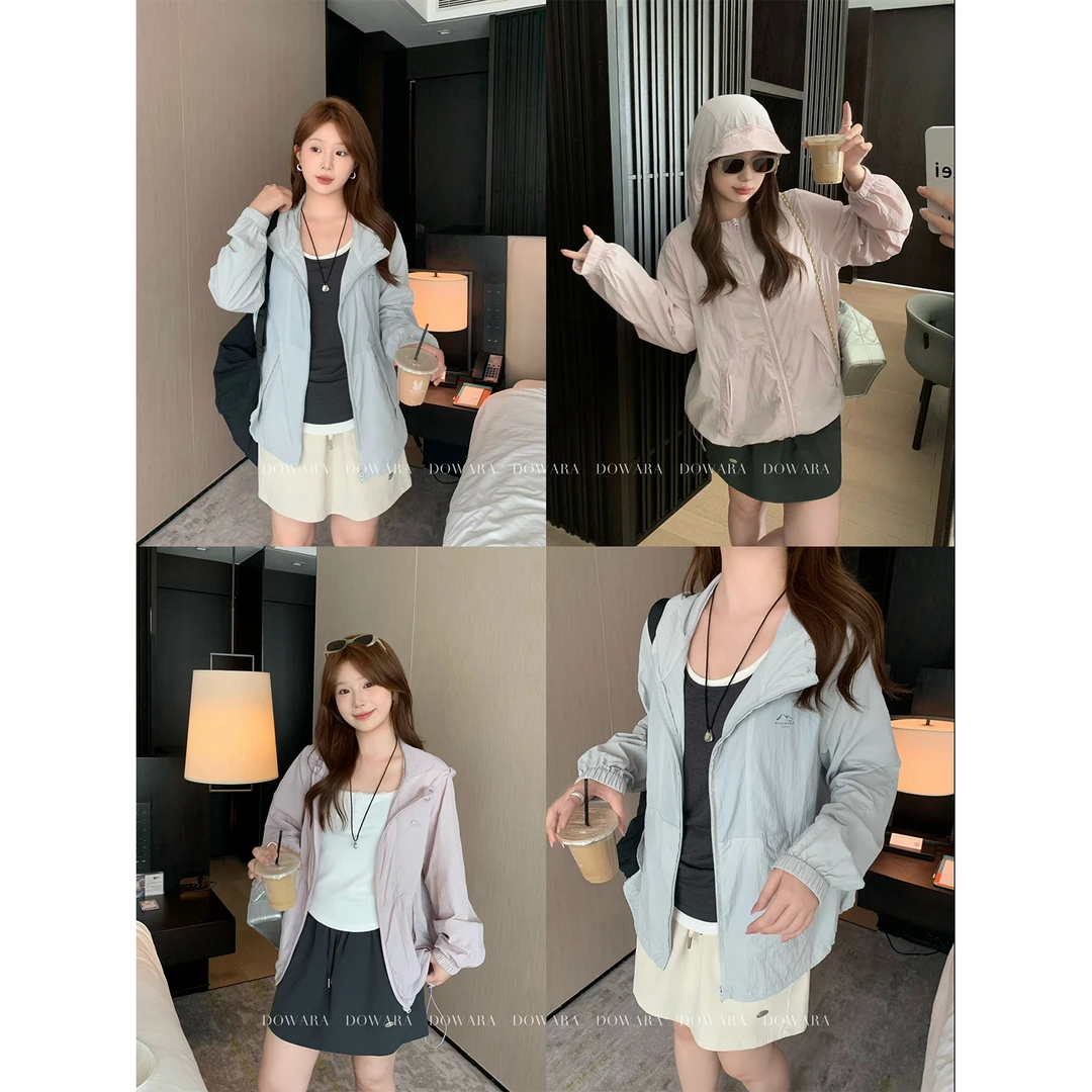 现货大婉酱微胖定制轻薄山系防晒外套upf50+女夏季连帽上衣 7751D
