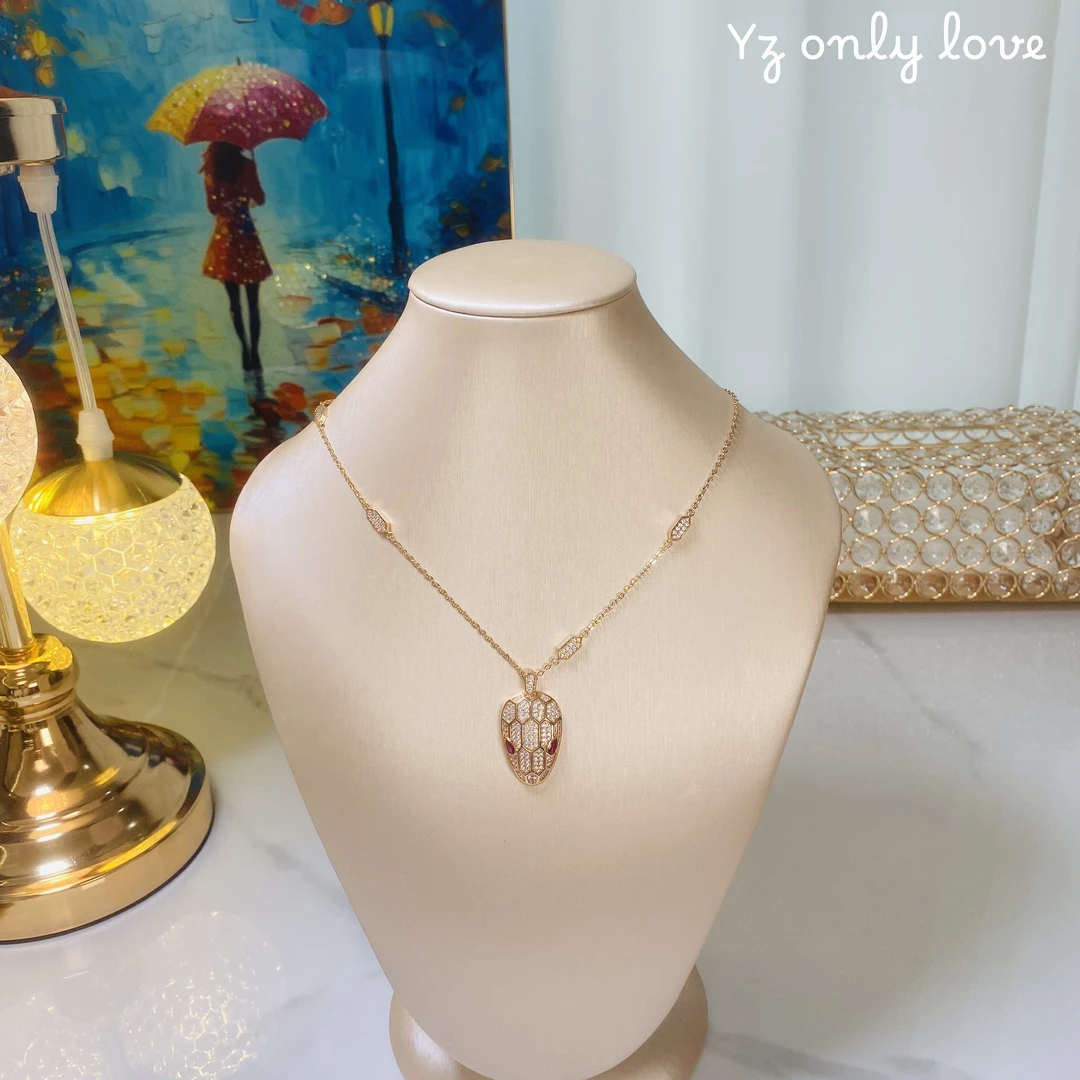 铜合金锆石项链 D132复古重工欧美时尚设计款蛇头坠链