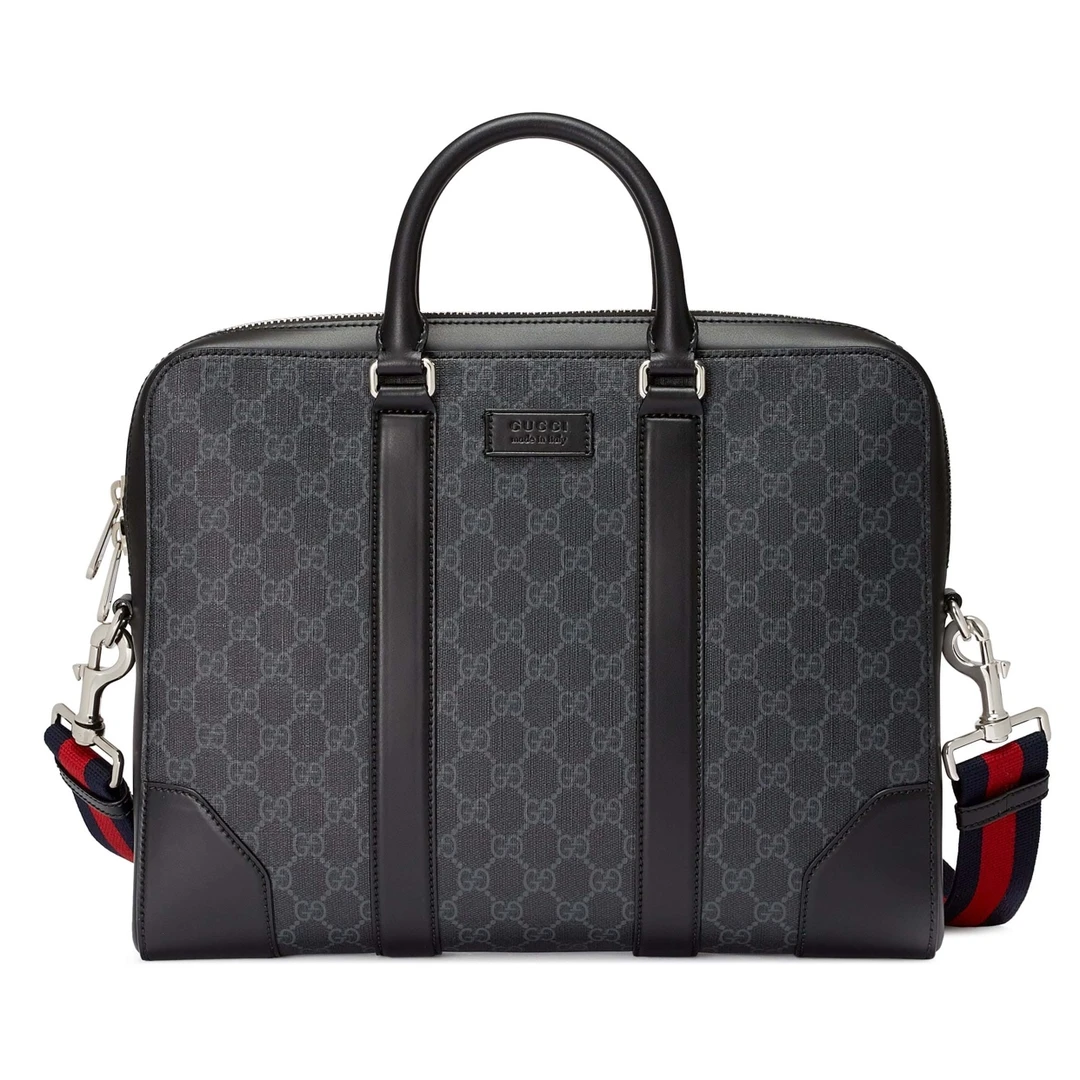 95新 GUCCI/古驰 97新Gucci古驰0078黑色老花男士手提包公文包