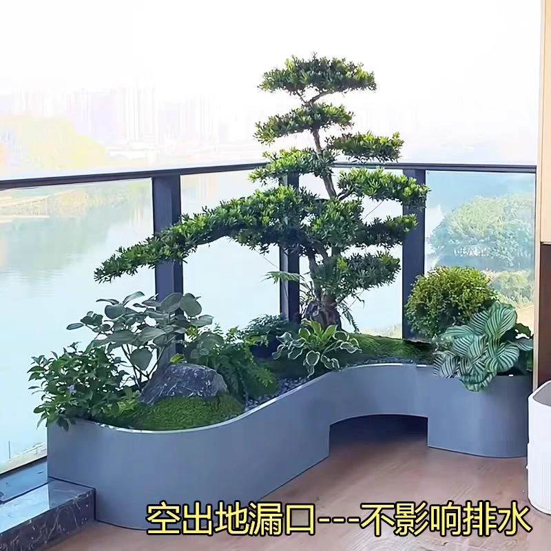 室内阳台造景花箱户外长方形花槽转角花盆阳台铁艺花架