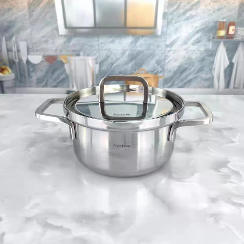 Chockmen卓德铭18/10不锈钢全钢盖微压汤锅手提式奶锅16cm