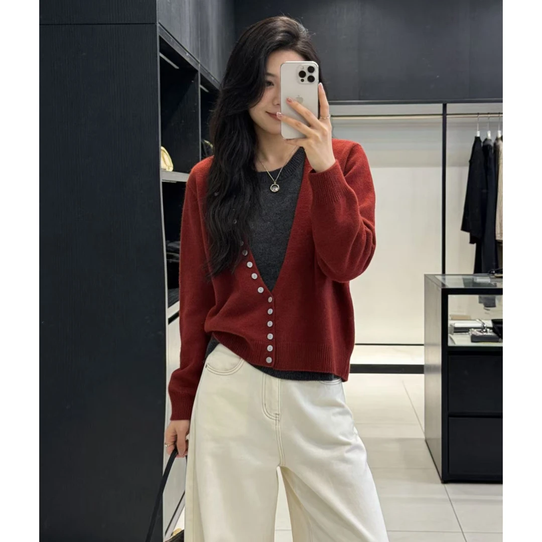 胸106-160长55（部分无三标介意勿拍）假两件设计针织上衣 5179