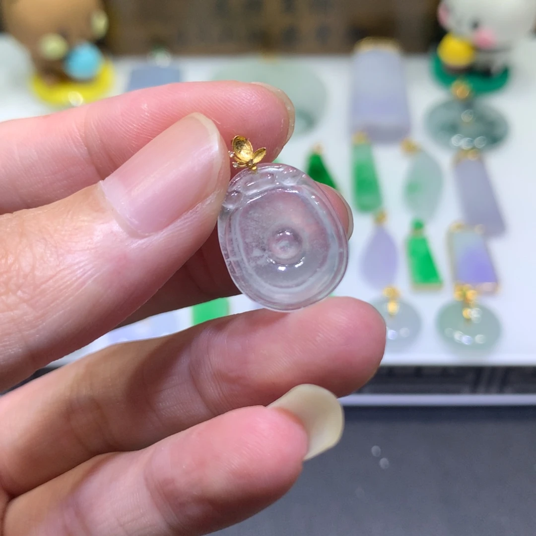 翡翠18K金镶嵌吊坠(不含链)