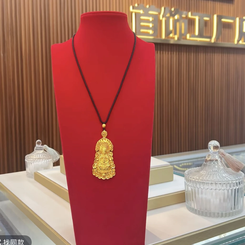 合金吊坠 新款金色合金火焰观音吊坠精美轻奢百搭挂坠