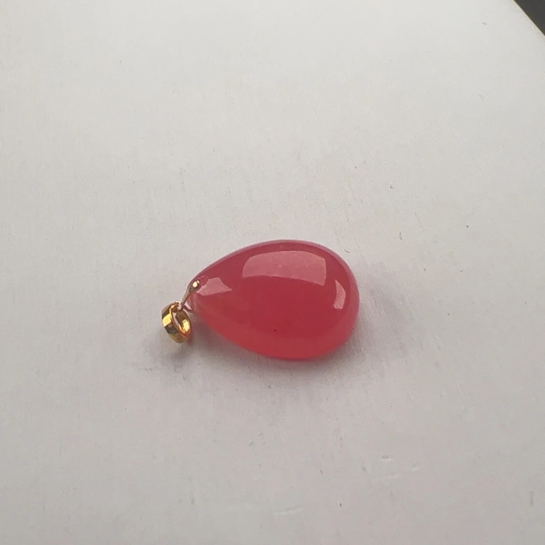 菱锰矿（红纹石）18K金镶嵌吊坠(赠链)幸****柴