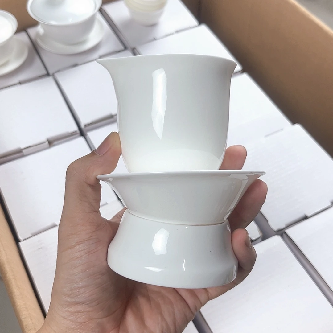 公道杯+茶漏过滤组骨瓷套装