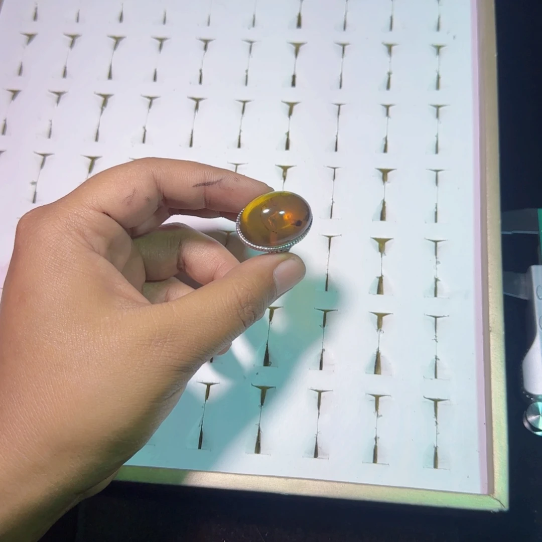 琥珀银S925镶嵌裸石琥珀