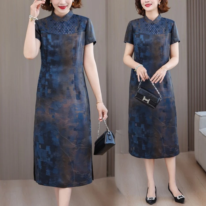 时尚妈妈装结婚礼服连衣裙夏季高档喜婆婆妈妈装2025新款爆款